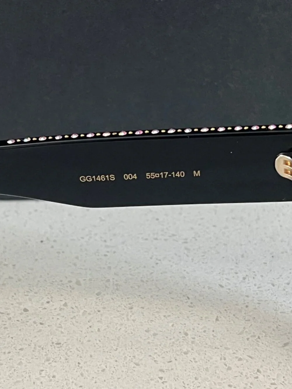 Gucci GG 1461S black square sunglasses with crystals